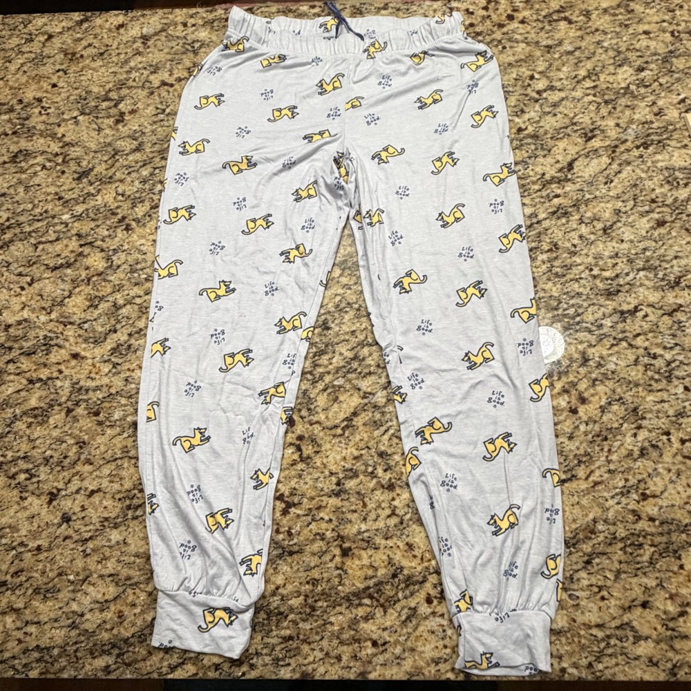 Life is Good Sleep Womens Medium Gray Rocket Dog Pajama Pants Joggers v
